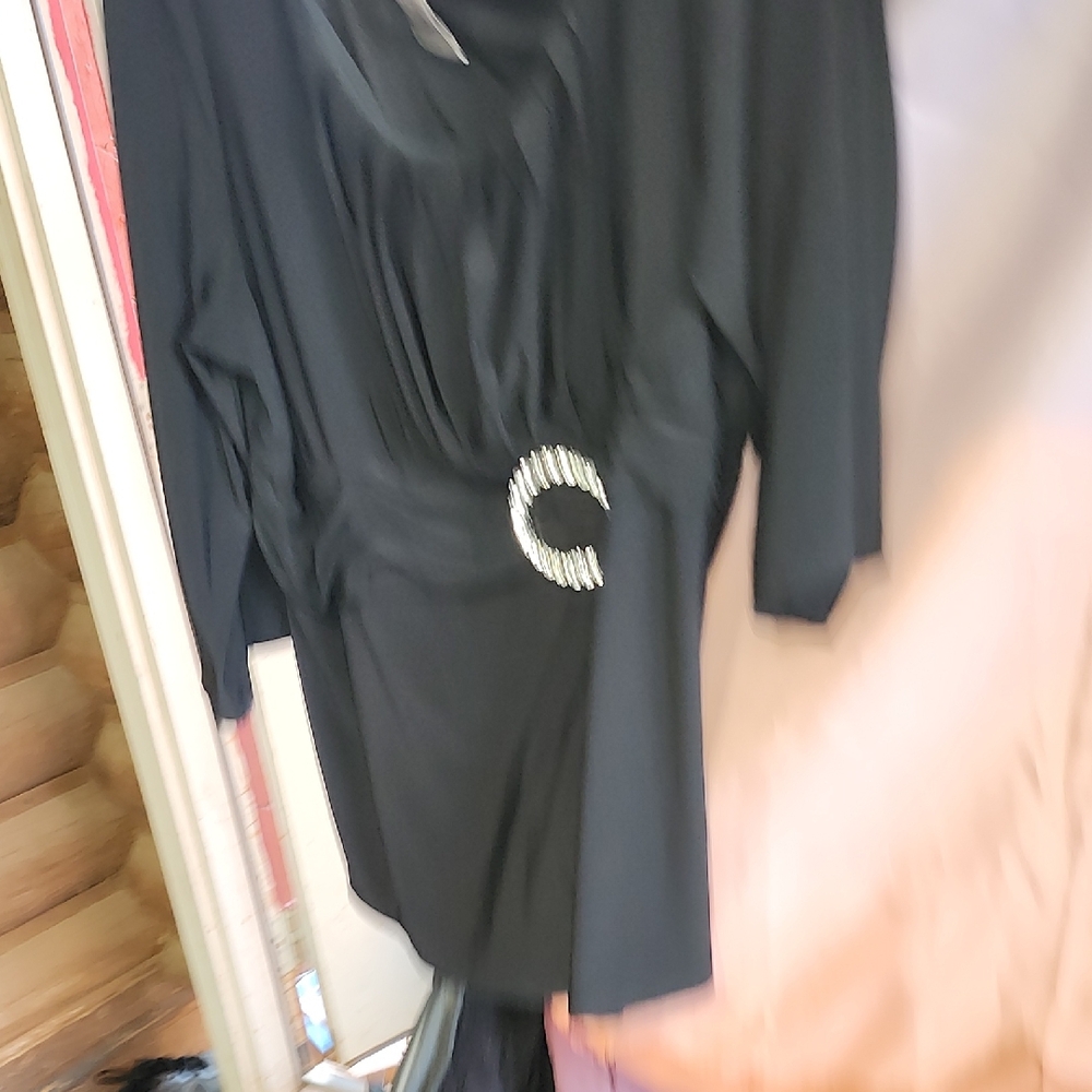Stylish Black Tunic with Rhinestone Detail